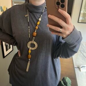 Vintage boho beaded pendant chain